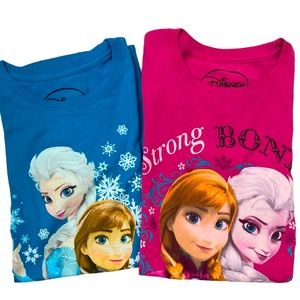 Elsa & Anna Frozen T-Shirts Bundle, Set of 2 Size XL